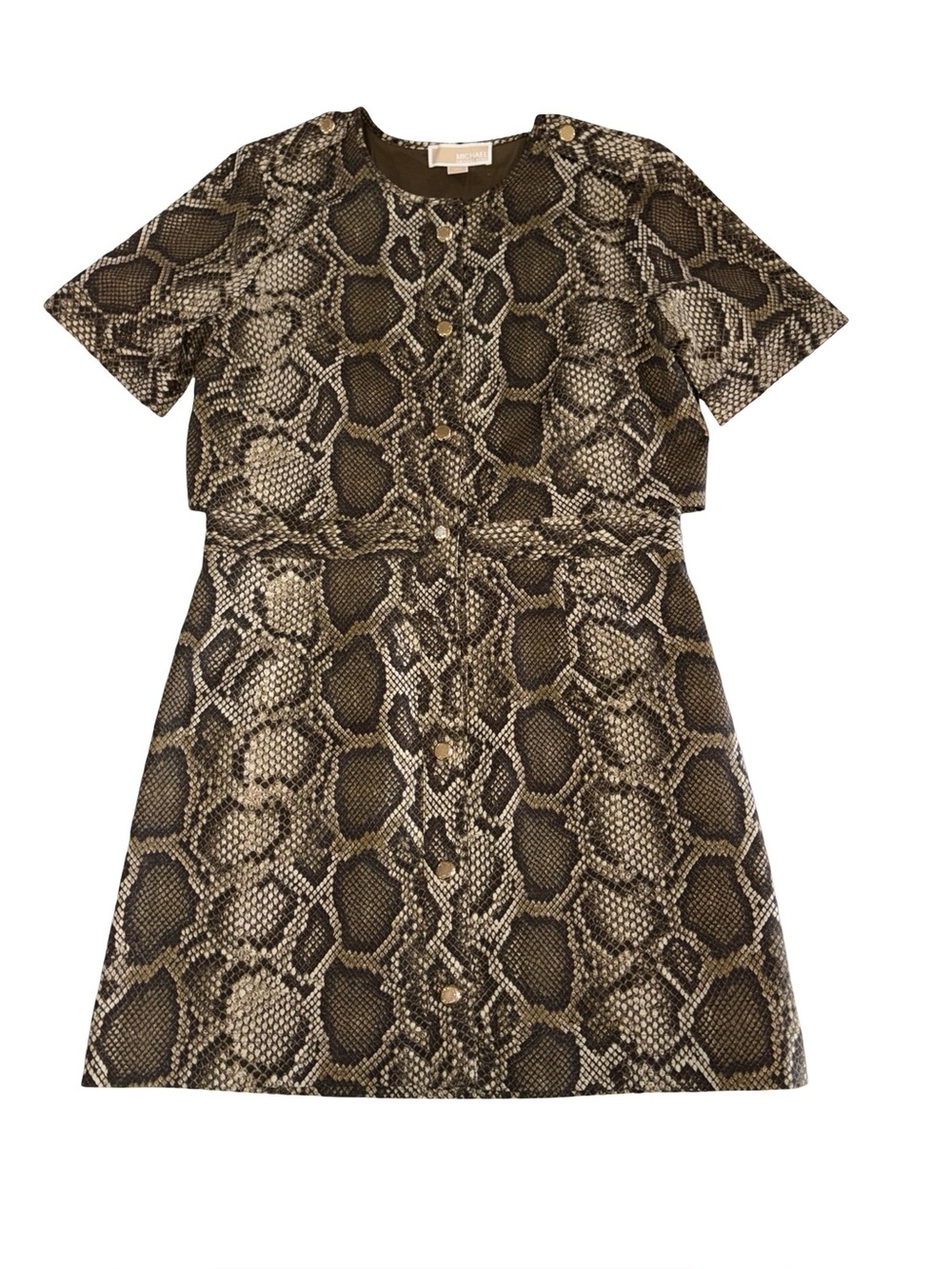 MICHAEL Michael Kors Snakeskin Python Button Front Dress Size 12 Mob Wife *flaw